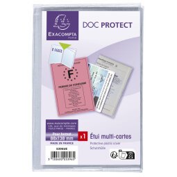 Etui de protection multi-cartes 4 volets PVC lisse 20/100e - Cristal