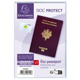 Etui de protection pour passeport 2 volets PVC lisse 20/100e - Cristal