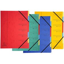 Trieur agrafé avec élastiques 7 compartiments - Couleurs assorties