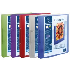 Classeur 2 anneaux plastifié Exacompta Kreacover® personnalisable A4 maxi - Dos 4 cm couleurs assorties