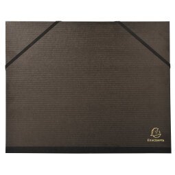 Carton à dessin kraft noir vernis avec élastiques 26x33 cm - Pour formats A4 et 24x32 cm - Noir