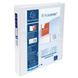 Classeur 2 anneaux cartonné Exacompta Kreacover® personnalisable A4 maxi - Dos 4,7 cm blanc