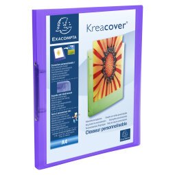 Classeur 2 anneaux plastifié Exacompta Kreacover® personnalisable A4 - Dos 2 cm transparent violet