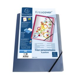 Trieur polypropylène 3 rabats Krea Cover 8 compartiments - Couleurs assorties