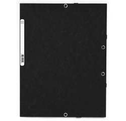 3-flap folder with elastic straps 355 gsm hard glazed mottled pressboard - A4 size - Black