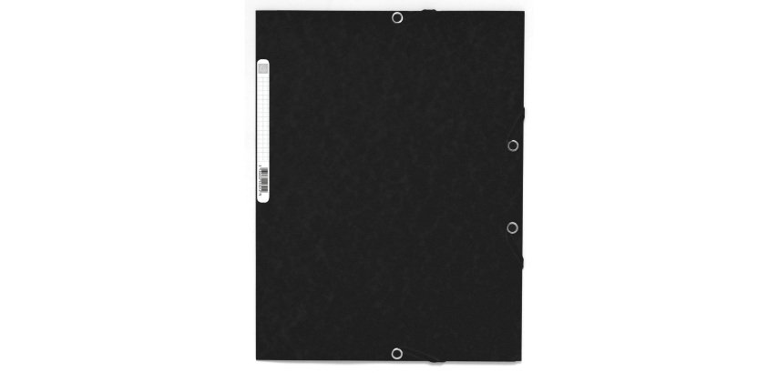 3-flap folder with elastic straps 355 gsm hard glazed mottled pressboard - A4 size - Black