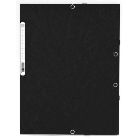 3-flap folder with elastic straps 355 gsm hard glazed mottled pressboard - A4 size - Black