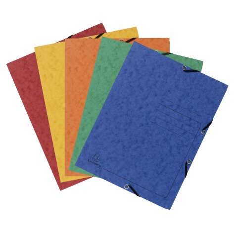 Packung mit 10 Sammelmappen mit Gummizug und 3 Klappen aus Colorspan-Karton 355g/m2 - A4 - Farben sortiert