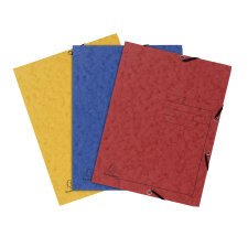 Paquet de 3 chemises à élastiques 3 rabats carte lustrée 355gm2 - A4 - Couleurs assorties