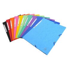 Exacompta Pressboard Elasticated 3 Flap Folder 400gsm A4 - Assorted colours