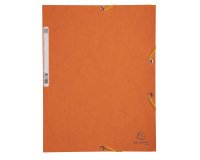 Chemise 3 rabats à élastiques carte lustrée 400g/m2 - A4 - Orange