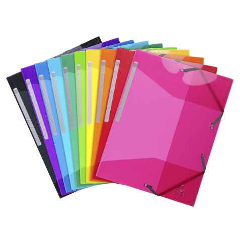 Carpeta con gomas 3 solapas Iderama® PP Polipropileno semi-translucido y glossy - Colores surtidos