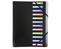 Trieur polypropylène 3 rabats 12 compartiments OPAK - Noir