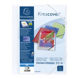 Elastomap 3 kleppen polypropyleen Ondoorschijnend Krea Cover - A4 - Wit