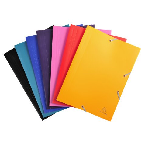 3 Flap Folders with Elastic Straps Opaque Polypropylene Eco A4 - Assorted colours