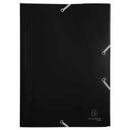 3 Flap Folders with Elastic Straps Opaque Polypropylene Eco A4 - Black