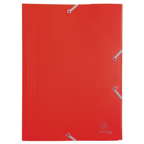 Sammelmappe mit Gummizug und 3 Klappen, aus PP 400µ, Eco, blickdicht, für Format DIN A4 - Rot