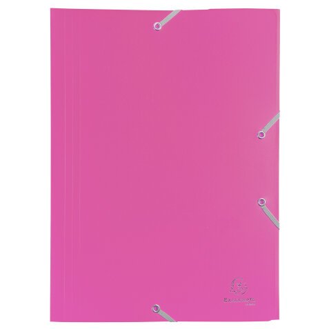 3 Flap Folders with Elastic Straps Opaque Polypropylene Eco A4 - Fuchsia