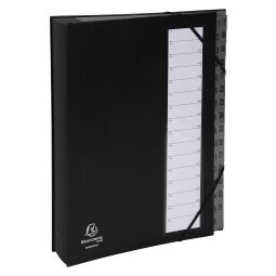 Multipart file Ordonator with expandable spine and stiff cover, 32 numerical tabs 1 to 32 - Black