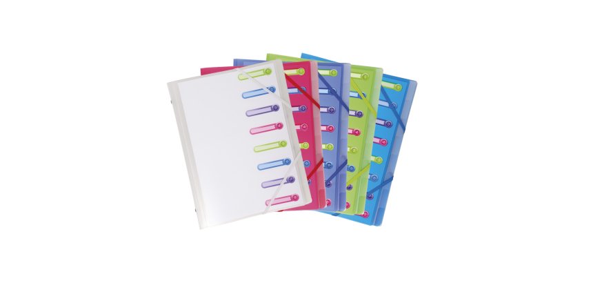 Trieur polypropylène chromaline Exacompta 3 rabats Chromaline 8 divisions couleurs assorties
