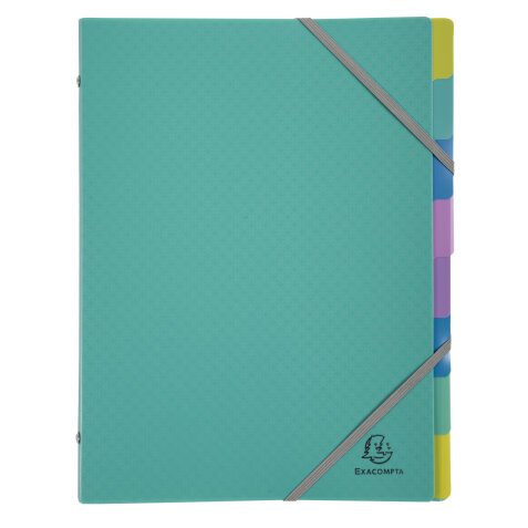Trieur polypropylène 3 rabats Forever Young 8 compartiments - A4 - Vert - Turquoise