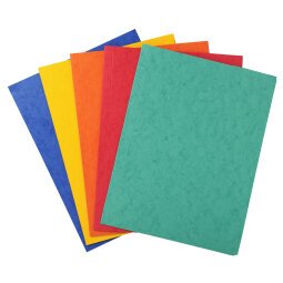 Aktenmappen mit 3 Klappen ohne Gummizug, Colorspan-Karton 390g, 24x32cm für DIN A4 - Farben sortiert