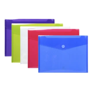 Sachet de 5 mini pochettes-enveloppes polypropylène - A5 - Couleurs  assorties