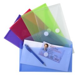 Pochettes de rangement à scratch Exacompta 25  x 13,5 cm couleurs assorties - Paquet de 5
