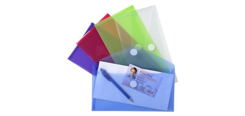 Pochettes de rangement à scratch Exacompta 25  x 13,5 cm couleurs assorties - Paquet de 5