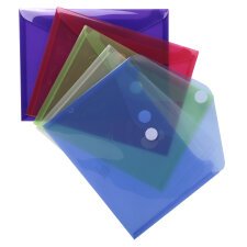 Pak van 5 Envelop tassen - PP met klittenband sluiting 24x18cm A5 - Geassorteerd