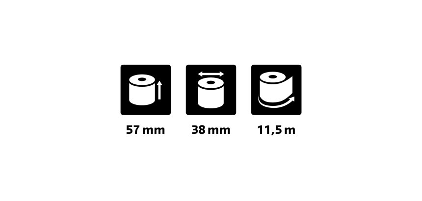 Bobines caisses Exacompta 5740120V - l 57 mm x L 11,5 m, Ø 38 mm - 1 pli(s) - Paquet de 10