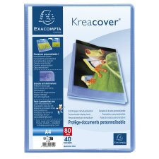 Protége-documents en polypropylène semi rigide Kreacover Chromaline 80vues - A4 - Bleu