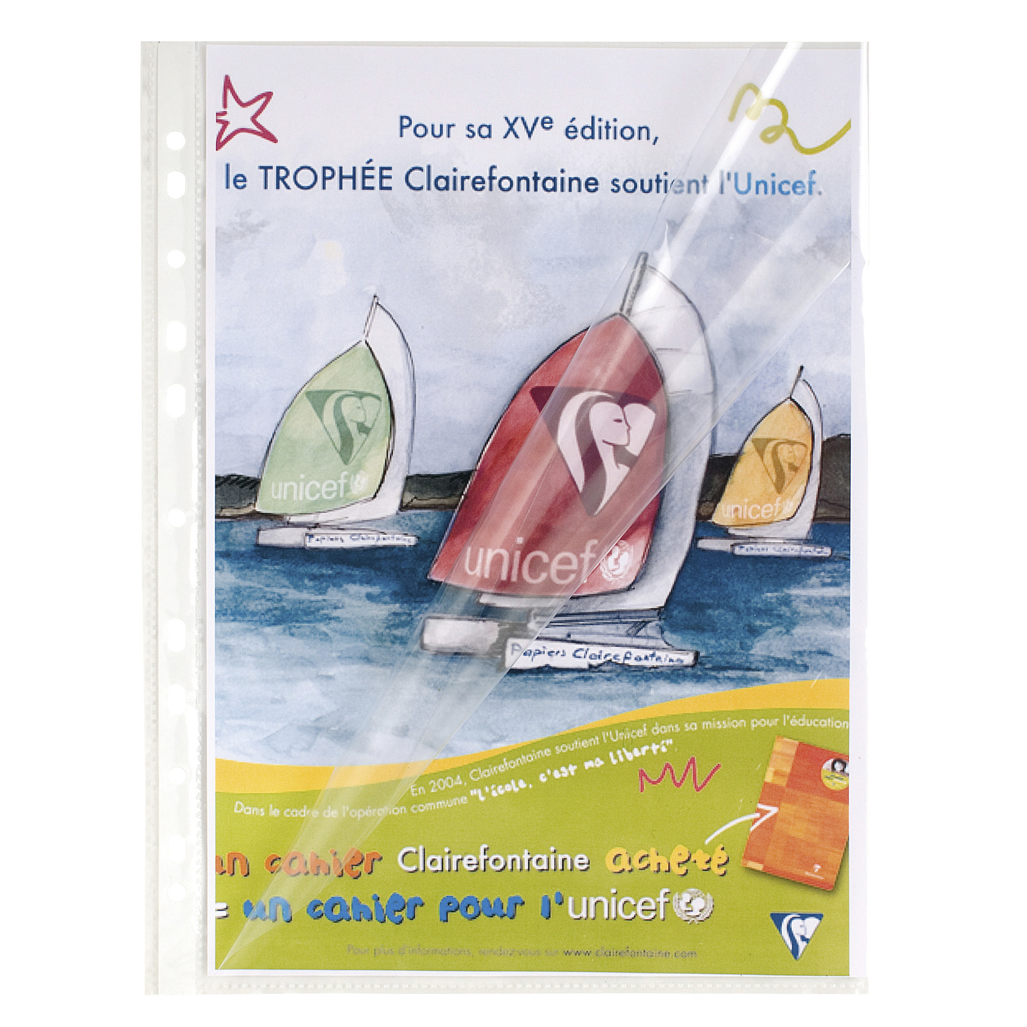 Etui carton de 100 pochettes perforées polypropylène lisse haute