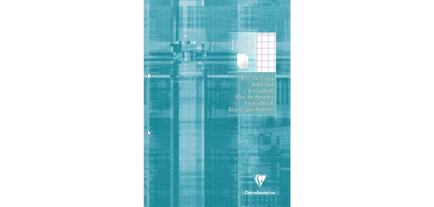 Bloc de cours Clairefontaine encollé grand côté A4 détachables perforées 2 trous - 10 x 10 + marge - 200 pages