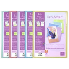 Protège-documents en polypropylène Kreacover Pastel 40 vues - A4 - Couleurs assorties