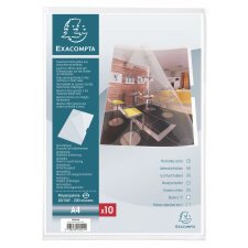 Sachet de 10 pochettes coin avec encoches polypropylène lisse rigide Haute Qualité 20/100e - A4 - Cristal