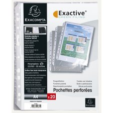 Exactive PP Punched Pockets, A4, Portrait, Bag of 20 - Crystal