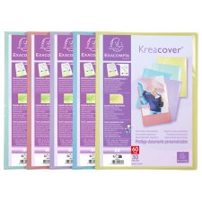 Protège-documents en polypropylène Kreacover Pastel 60 vues - A4 - Couleurs assorties