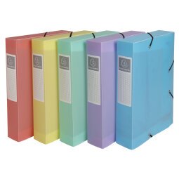 Chrom Pastel Box File A4 60mm PP 0.7mm - Assorted colours