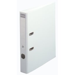 Lever arch file flat packed with separate mechanism, PVC covering cardboard 50 mm spine - A4 size - White