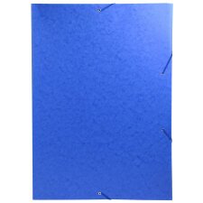 3-flap folder with elastic straps 600gsm hard glazed mottled pressboard - A3 size - Blue