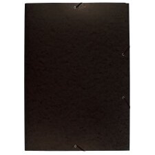 3-flap folder with elastic straps 600gsm hard glazed mottled pressboard - A2 size - Black