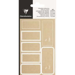 Sachet de 28 étiquettes kraft adhésives, rectangle blanc