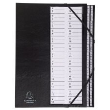 Multipart file Ordonator with elastic strapes 26 alphabetical tabs from A to Z - A4 - Black