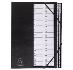 Multipart file Ordonator with elastic strapes 26 alphabetical tabs from A to Z - A4 - Black