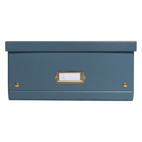 Boîte de rangement à plat carton 33x50x16cm Néo Déco - Bleu canard