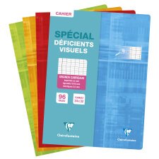 Cahier piqué spécial déficients visuels 24x32 cm 96 pages grands carreaux 2,5mm agrandis 10x10 - Assortis