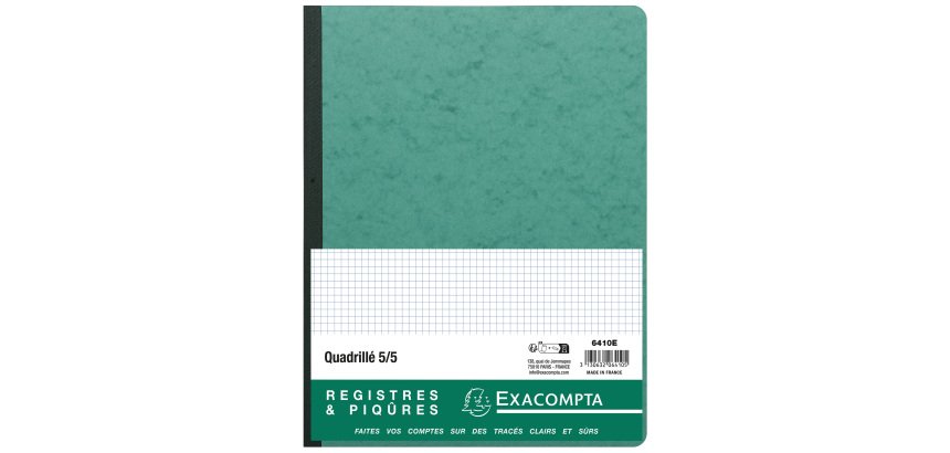 Cahier piqûre 32 x 25 cm 5x5 folioté - 80 pages