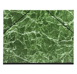 Carton à dessin papier marbré verni avec élastiques 52x67 cm - Pour format raisin - Vert