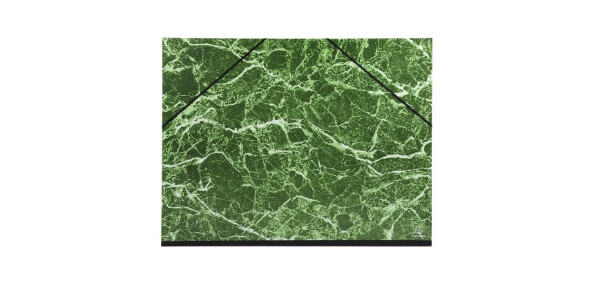 Carton à dessin papier marbré verni avec élastiques 52x67 cm - Pour format raisin - Vert